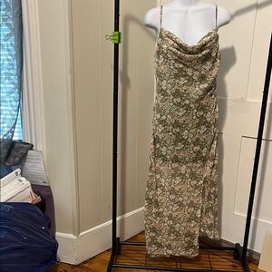 Sage Floral Dress with Delicate Straps